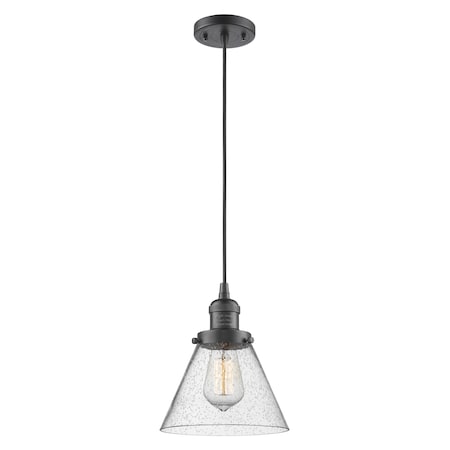 Large Cone Vintage Dimmable Led 8 Oidimmable Led Rubbed Bronze Mini Pendant With Seedy Glass
